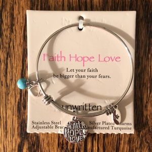 Unwritten Stainless Steel Adjustable Bracelet With Silver Plated Charms NWT